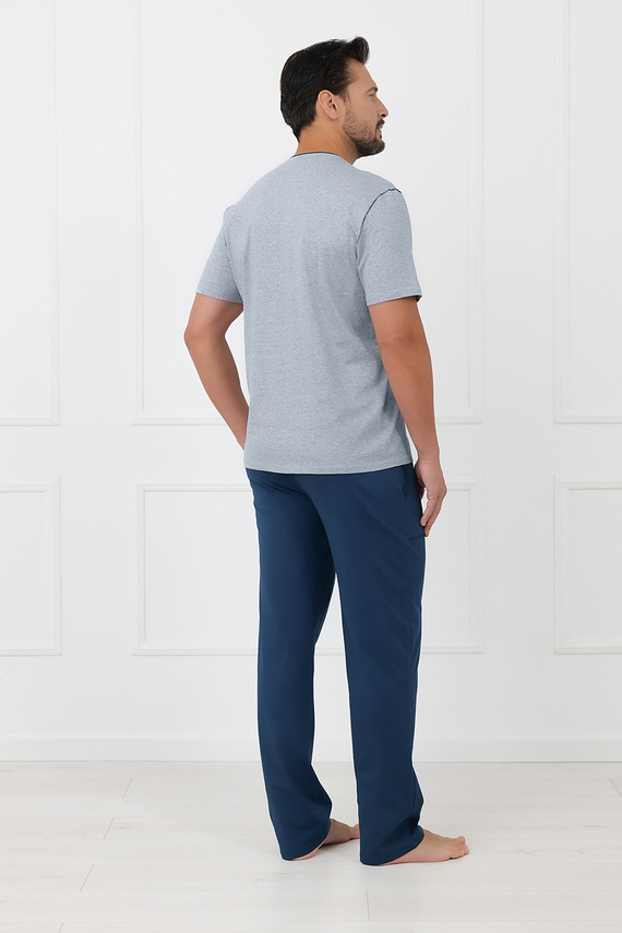 Herren-Pyjama Devon Italian Fashion aus Baumwolle mit langen Melange-Hosen