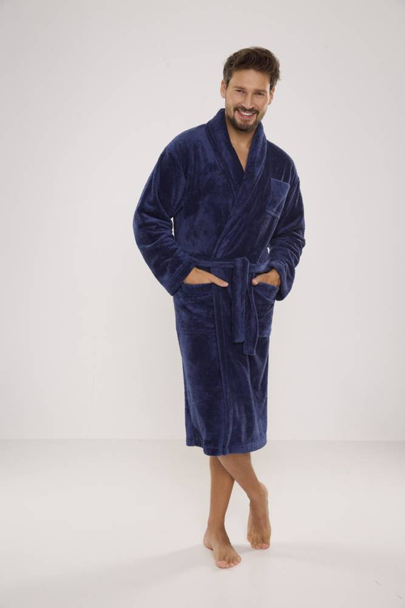 811 De Lafense Herren-Bademantel aus Plüsch - Denim