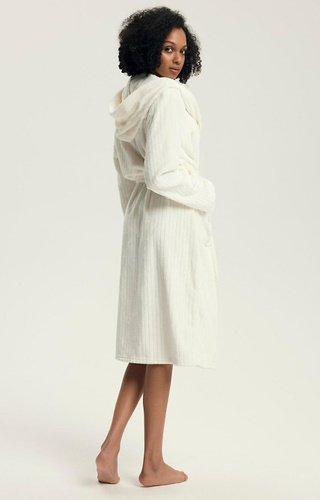 43600 Dionne Damen-Bademantel mit Kapuze Henderson creme – weich, lang, gerippt