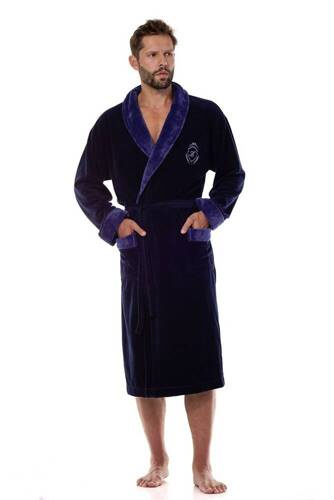 2458 Diego L&L Herrenbademantel – Marineblau