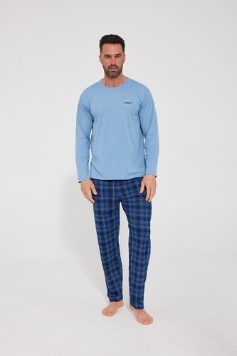 Herren-Pyjama Cornette 124/337 Flight 2 Baumwolle Langarm kariert