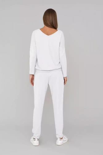 Karina Damen Langarmset, Hose Italian Fashion - weiß 