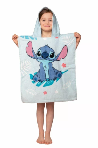 Jf24 Lilo und Stitch Kinderponcho Blau Kapuzenhandtuch Disney Für den Pool, Strand, Bad Jerry Fabrics