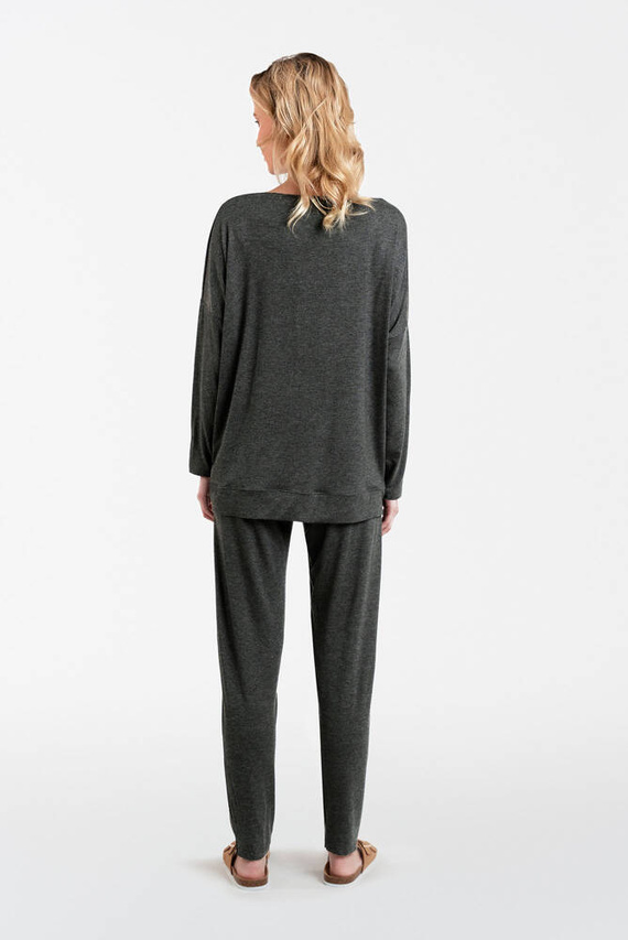 Akord Damen-Set Langarm, lange Hose Italian Fashion - dunkel meliert