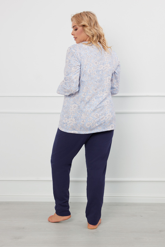 Jowita Damen Schlafanzug langarm, lange Hose Italienische Mode