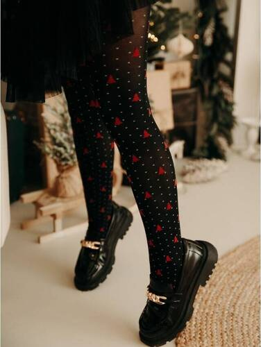 Y5109 Merry Mädchenstrumpfhose Fiore-schwarz rot