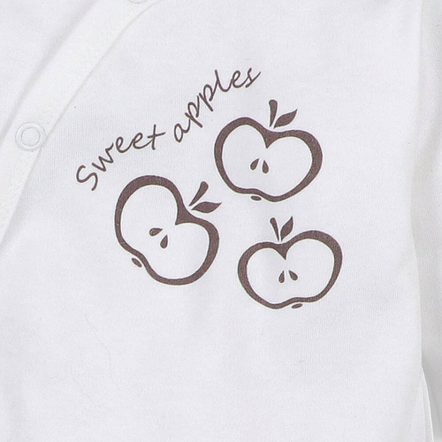 ABN-5292/ECR Happy Apples Nini Umschlag-Body aus ecrufarbener Bio-Baumwolle