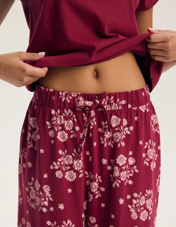 Henderson Greta 45405 Damen-Pyjama 100% Baumwolle Spitze Lange Hose