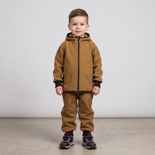 229003 Nicol Softshell-Jacke für Jungen mit Fleece, Kapuze und Reflektoren – olivgrün