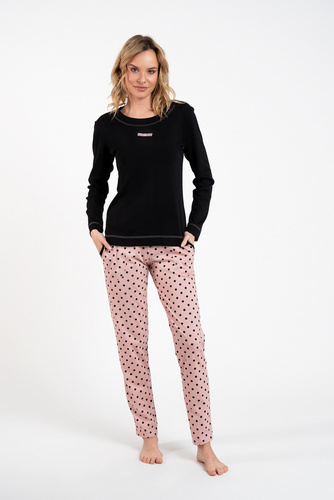 Bonilla Damen Schlafanzug langarm, lange Hose Italian Fashion schwarz/print 