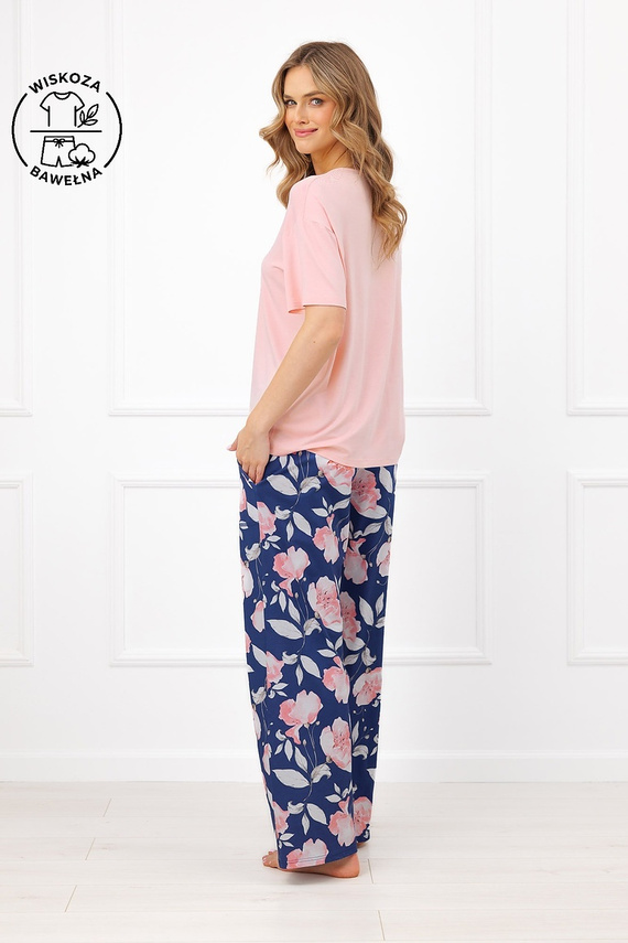 Damenpyjama Italian Fashion Ardizja Viskose Baumwolle Blumen Lang