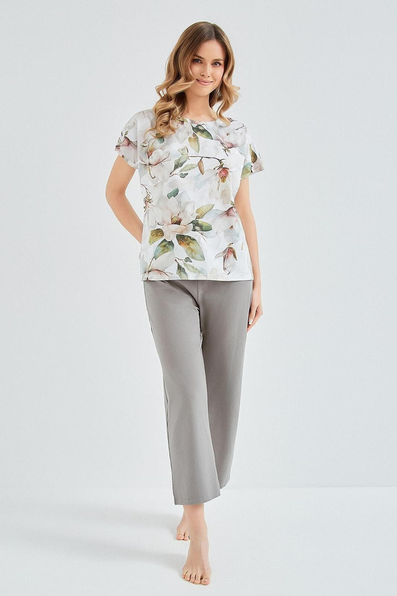 Damenpyjama Taro Diana 3607 Baumwolle Blumenprint Hose 7/8 bequem