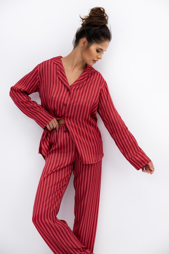 Rosemary Sensis Damenpyjama – Viskose, Reißverschluss, gestreift