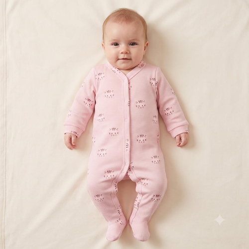 Nicol Tosia 225032 Babystrampler aus Baumwolle, rosa, mit Katzen- und Fußmotiven