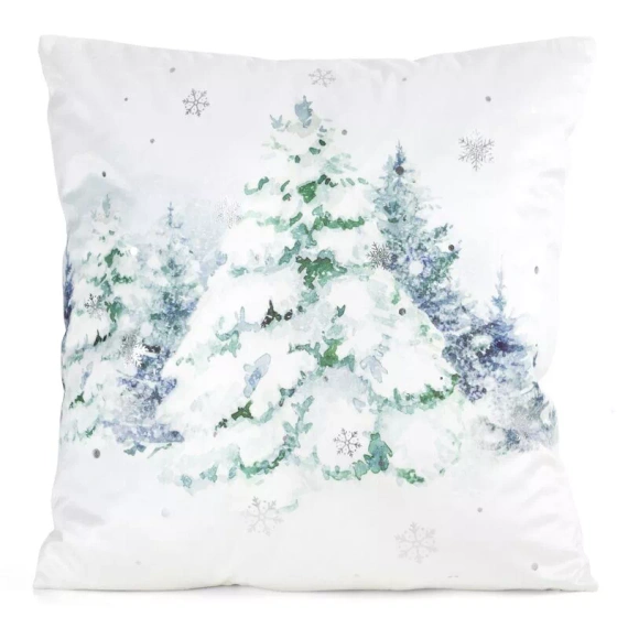 CHP348 Eurofirany Weihnachtskissenbezug 45x45 Samt mit Druck und Paspelierung
