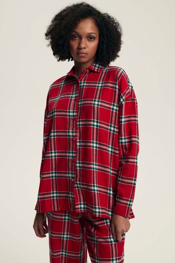 43718 Dotie Henderson roter Damen-Weihnachtspyjama – lange Ärmel und Hosen