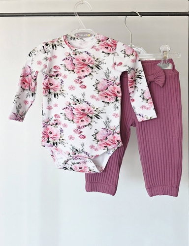 Body Bambarillo Piwonie Mädchen mit Blumenmuster, Baumwolle, langarm