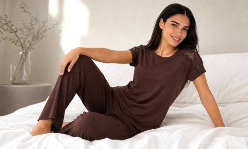 Cornette 1110/511 Sara Damen-Pyjama 100% Baumwolle Grün mit Blumenmuster
