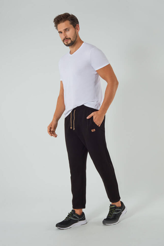 Leader Herren lange Jogginghosen Italian Fashion - schwarz