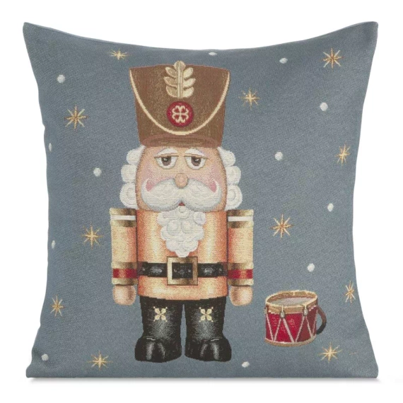 Chp 6082 Weihnachts-Tapisserie-Kissenbezug, Nussknacker, Euro-Vorhänge, Grau