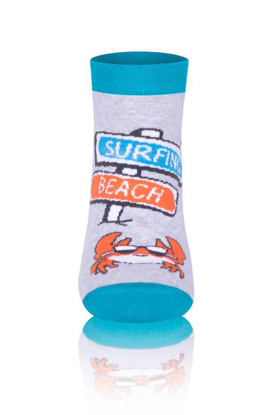 S138S Krab Socks Fußsocken Italian Fashion - türkis/orange/hell melange