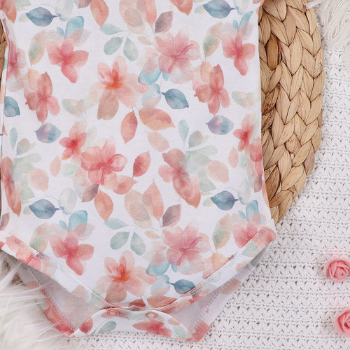 ABN-5417 Bunte Blumen Kurzarm-Body aus Bio-Baumwolle mit Nini-Print