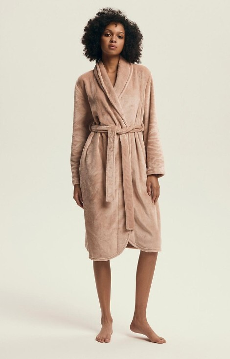 43595 Dextra Damen-Bademantel Henderson pfirsich – weich, gebunden, über dem Knie