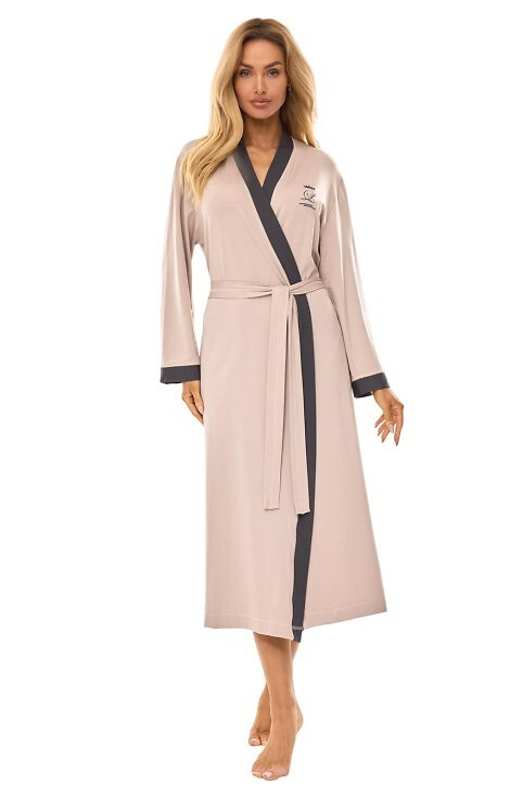 2505 L&L langer Damenbademantel – Beige