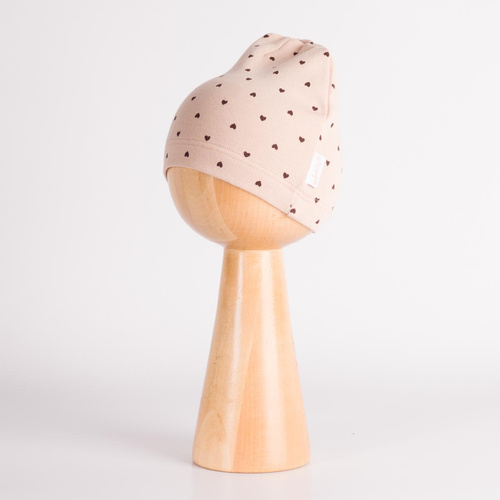 Nicol 226054 Baby-Mütze 100% Baumwolle Beige mit Herzchen