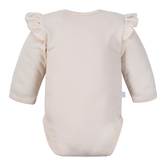 Fluffy Tails Eevi Baby-Body – ecru, lange Ärmel, Rüschen an den Schultern