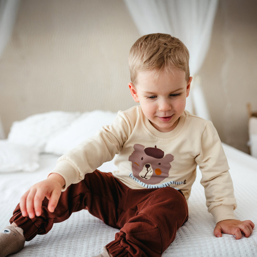 Sweatshirt „Beary Cool Eevi“ – hellbeige, Baumwolle, Teddybären-Print