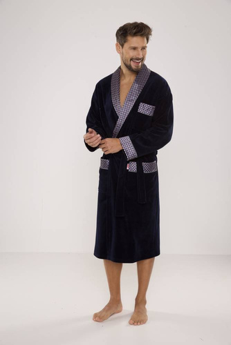773 Bonjour Herren-Forex-Bademantel - navy blau