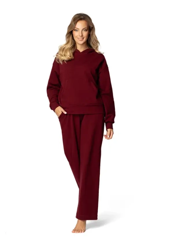DK-K-B8 Dkaren Damen-Trainingsanzug-Set – Burgunderrot
