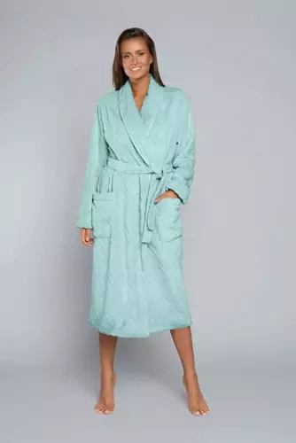 Morena Damen Fleece Morgenmantel Italian Fashion - mint