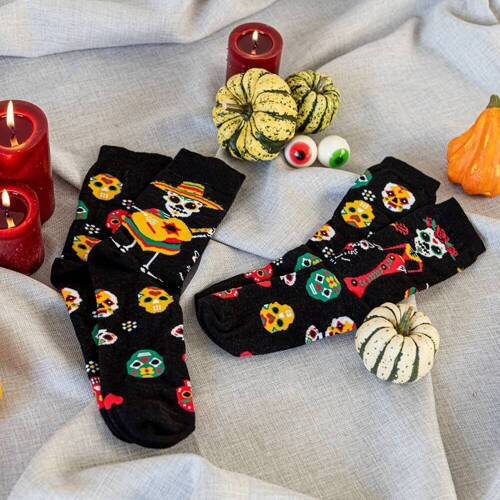 S134D Muerto Lange Socken Italienische Mode - schwarz