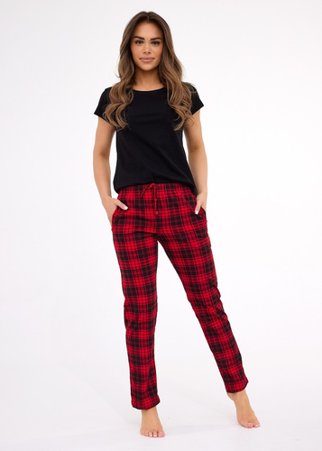 690/45 Cornette Damen-Pyjamahose in Rot – Baumwolle, Taschen, Komfort und Stil