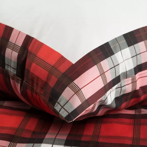 Bliss Weihnachtsbettwäsche, karierter Stern von Bethlehem, Eurovorhänge, rot