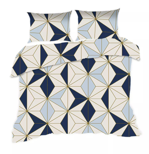 1809N Baumwollbettwäsche Classic E24 Karo-Geometrie blau marineblau – 100 % Baumwolle, langlebig, farbenfroh, 2-teiliges Set
