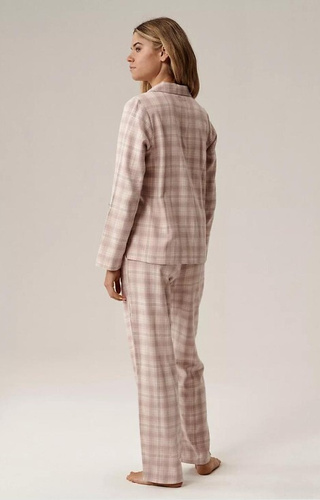 NLP-505 Damen-Pyjama Atlantic Lavender – Flanell, Reißverschluss, kariert, Baumwolle