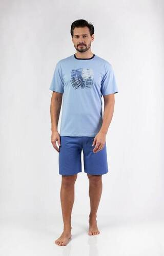 474 Regina Herrenpyjama – Blau