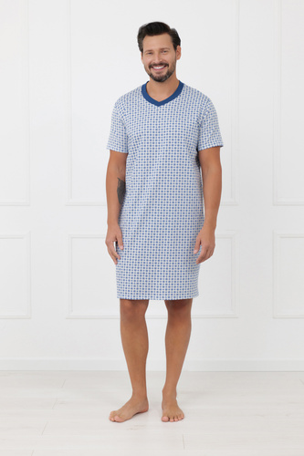 Herren Nachthemd Niger Italian Fashion 100% Baumwolle Kurzarm