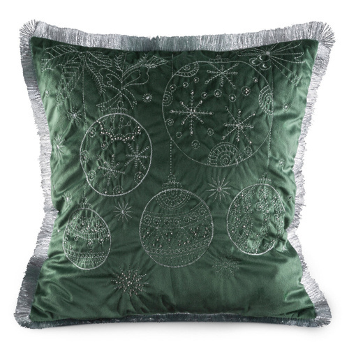 Chp 115 Weihnachtskugel-Kissenbezug, Eurocurtains, grün/silber