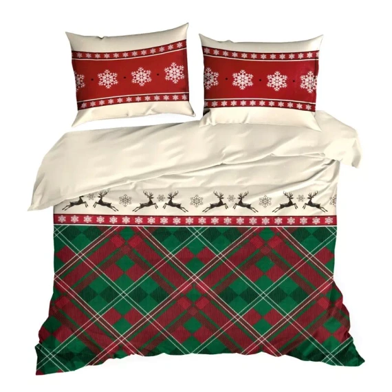 Weihnachtsbettwäsche Elsa Eurofirany beige 100% Baumwolle mit Reißverschluss