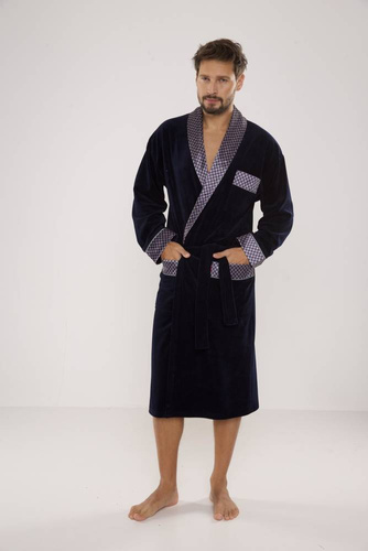 773 Bonjour Herren-Forex-Bademantel - navy blau