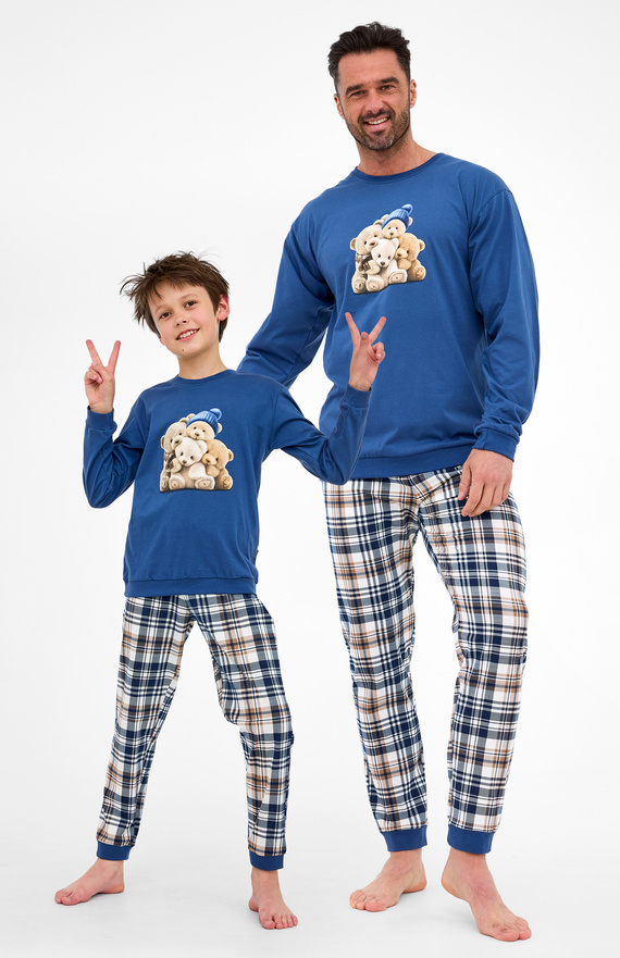 593/174 966/174 Cornette Bears Jungenpyjama | Baumwolle, lange Ärmel, karierte Hose