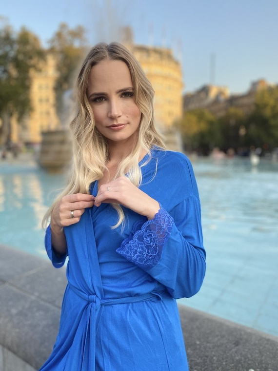 412 Dagmara Kurzer Morgenmantel für Damen Forex - Kornblume