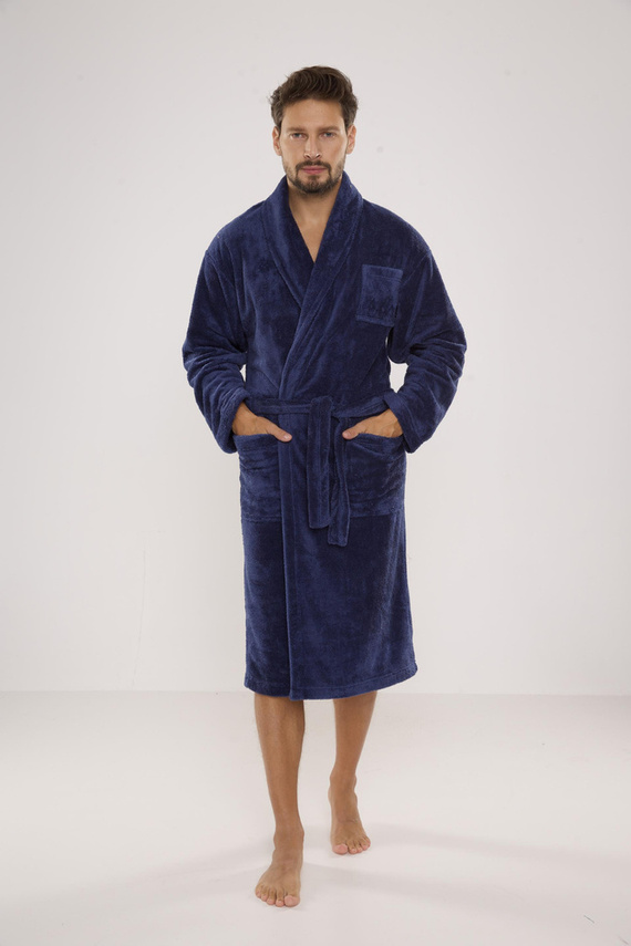 811 De Lafense Herren-Bademantel aus Plüsch - Denim