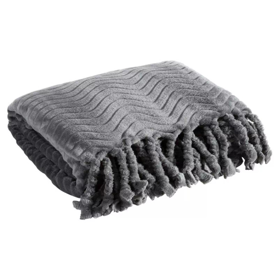 Emma Blanket Tagesdecke mit Fransen, Euro-Vorhänge, Stahl