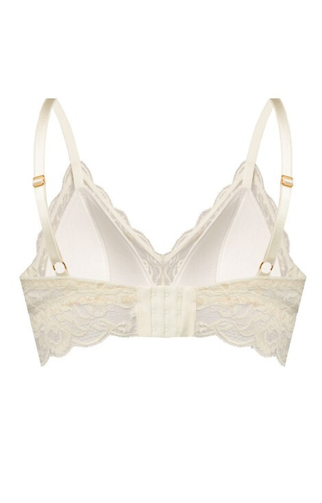 Kaja 02 Mefemi Soft-BH ohne Bügel, Sand – Spitze, weich, bequem, mit dekorativer Schleife