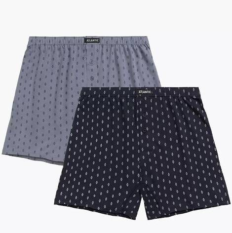 2MBX-057 Atlantic Herren-Boxershorts – Marineblau-Grau